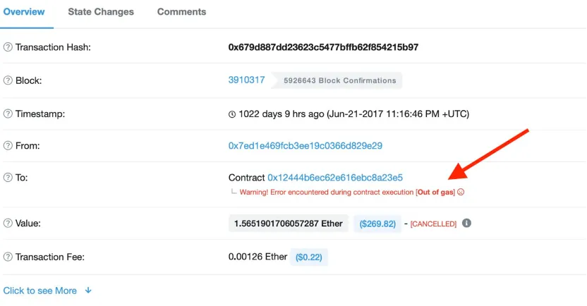 out-of-gas 交易示例